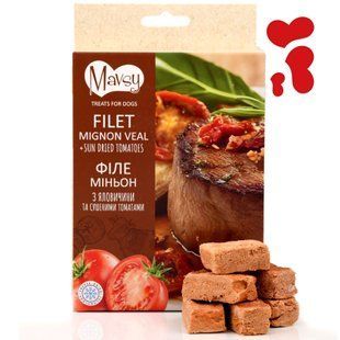Ласощі для собак від 3-х місяців Mavsy Freeze dried FILET MIGNON BEEF WITH SUNDRIED TOMATOES філе міньон з яловичини та сушеними томатами, 50 г FDMAVSY09 фото