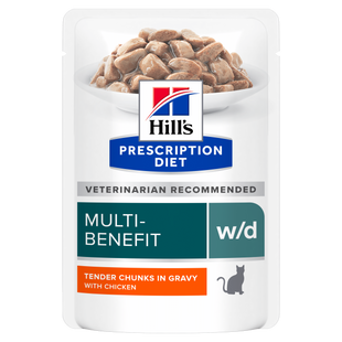 Hill&rsquo;s PRESCRIPTION DIET w/d Вологий корм для котів при цукровому діабеті та для контролю ваги, з куркою, пауч, 85 г 607361 фото