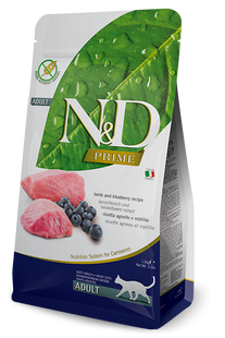 Farmina N&D Prime Grain Free Feline Adult Lamb and Blueberry, Беззерновой сухой корм для взрослых кошек, ягнёнок с черникой, 300 г 156410 фото