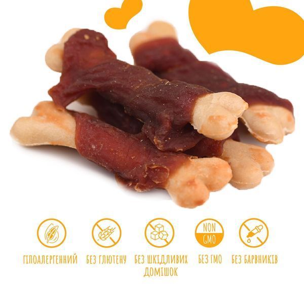 Ласощі для собак Mavsy CALCIUM BONE with DUCK качина ніжка з кальцієм, 100 г LSD07 фото