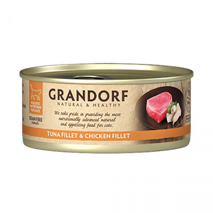 Grandorf Влажный holistic корм для кошек Grandorf TUNA FILLET & CHICKEN FILLET филе тунца с куриной грудкой, 70 г GDCW1207 фото