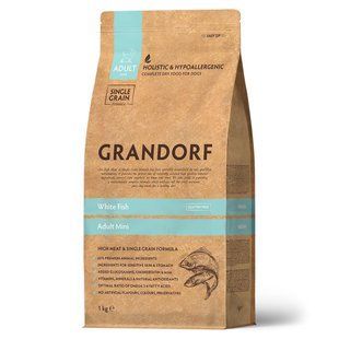 Grandorf Сухий низькозерновий корм для дорослих собак дрібних порід Grandorf White Fish Mini з білою рибою, 1 кг 93301 фото