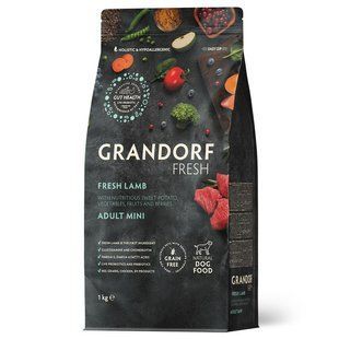 Grandorf Сухой беззерновой корм для взрослых собак малых пород Grandorf FRESH LAMB & SWEET POTATO ADULT DOG MINI с ягненком и бататом, 1 кг 93801 фото