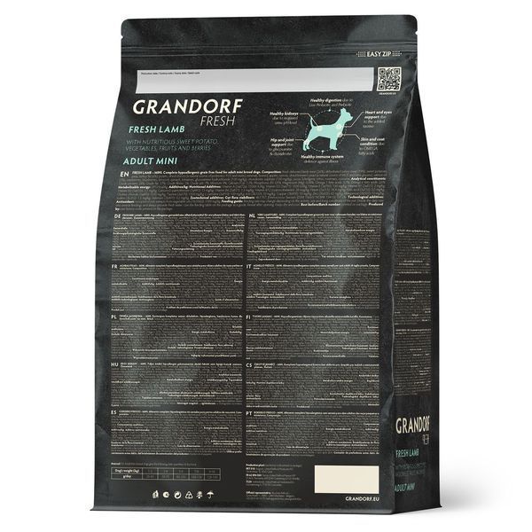 Grandorf Сухий беззерновий корм для дорослих собак малих порід Grandorf FRESH LAMB & SWEET POTATO ADULT DOG MINI з ягням і бататом, 1 кг 93801 фото
