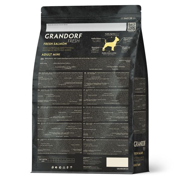 Grandorf Сухий беззерновий корм для дорослих собак малих порід Grandorf FRESH SALMON & SWEET POTATO ADULT DOG MINI з лососем та бататом, 1 кг 93901 фото