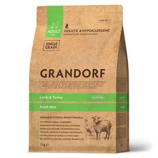 Grandorf Сухий корм для дорослих собак дрібних порід Grandorf LAMB & TURKEY ADULT міні ягня з індичкою, 1 кг 93101 фото