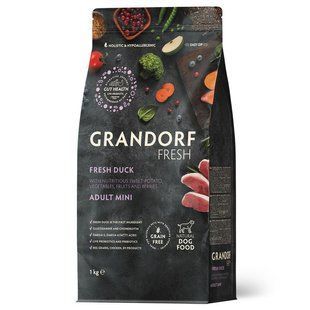 Grandorf Сухий беззерновий корм для дорослих собак малих порід Grandorf FRESH DUCK & SWEET POTATO ADULT DOG MINI з качкою та бататом, 1 кг 93401 фото
