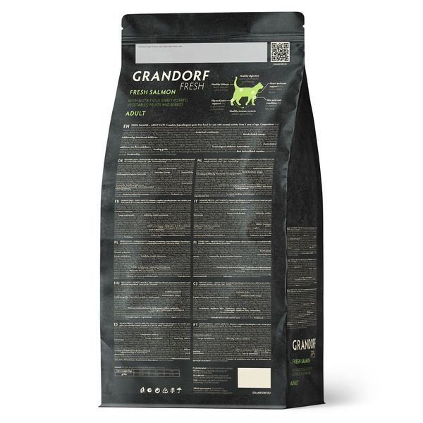 Grandorf Сухой беззерновой корм для взрослых кошек Grandorf FRESH SALMON & SWEET POTATO ADULT CAT с лососем и бататом, 2 кг 83802 фото