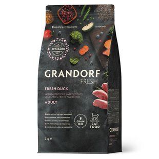 Grandorf FRESH DUCK & SWEET POTATO ADULT CAT - Сухой корм для взрослых кошек утка с бататом, 2 кг 83902 фото