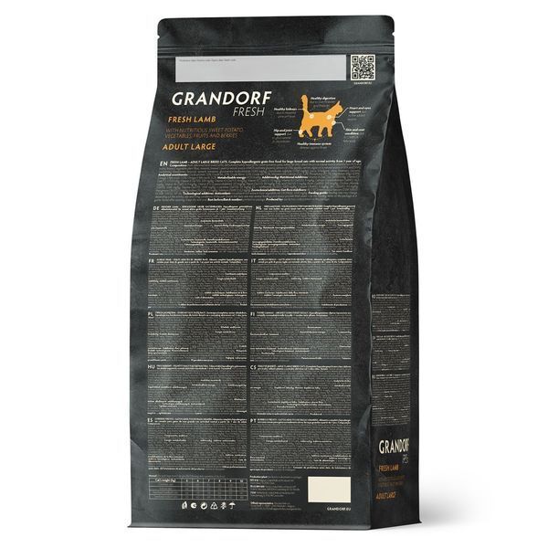 Grandorf FRESH LAMB & SWEET POTATO ADULT LARGE CAT - сухой корм для взрослых кошек больших пород ягненка с бататом, 2 кг 83402 фото