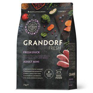Grandorf FRESH DUCK & SWEET POTATO ADULT DOG MINI - Сухий корм для дорослих собак малих порід з качкою та бататом, 3 кг 93403 фото