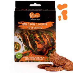 Лакомство для собак от 3-х месяцев Mavsy Refined jerky DUCK CHIPS WITH CHIA SEEDS AND CARROTS чипсы из утки с семенами чиа и морковью, 50 г LSRM04 фото