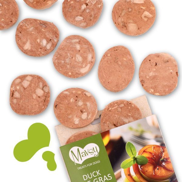 Лакомство для собак от 3-х месяцев Mavsy Freeze dried DUCK FOIE GRAS WITH CARAMELIZED APPLE фуа-гра из утки с карамелизированным яблоком, 50 г FDMAVSY02 фото