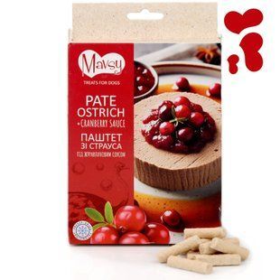 Ласощі для собак від 3-х місяців Mavsy Freeze dried PATE OSTRICH WITH CRANBERRY SAUCE паштет зі страуса під журавлиним соусом, 50 г FDMAVSY04 фото