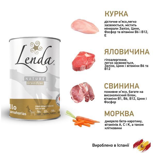 Влажный корм для собак Lenda CHICKEN & CARROTS с курицей и морковью, 400 г L1036 фото