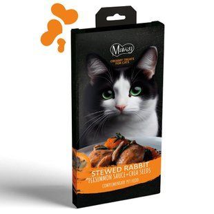 Лакомство кремовое для кошек Mavsy Creamy superfood STEWED RABBIT IN RIPE PERSIMMON SAUCE WITH CHIA SEEDS в виде тушеного кролика в соусе из спелой хурмы с добавлением семян чиа, 15 г (5 шт) MAVSY08 фото