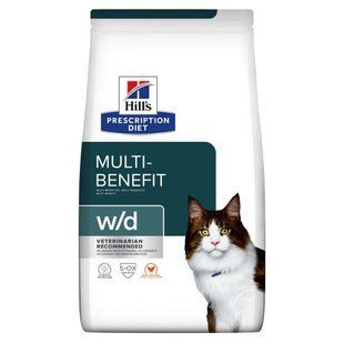 Hill's PRESCRIPTION DIET w/d Сухой корм для кошек при сахарном диабете и для контроля веса, с курицей, 1,5 кг 606274 фото