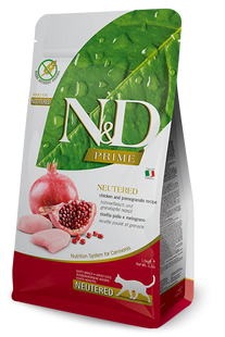 Farmina N&D Prime Grain Free Feline Neutered (Sterilized), Беззерновой сухой корм для стерилизованных взрослых кошек, курица с гранатом, 300 г 156407 фото