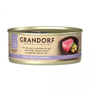 Grandorf Вологий корм для котів TUNA FILLET & MUSSELS філе тунця з мідіями, 70 г GDCW0807 фото